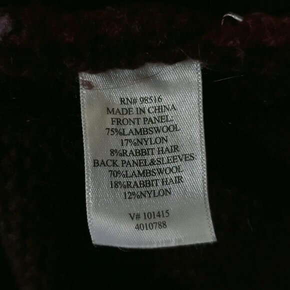 Coldwater Creek Lambs Wool Cardigan Sweater XL Brown Purple Pink Zip Up Jacket - Picture 5 of 6